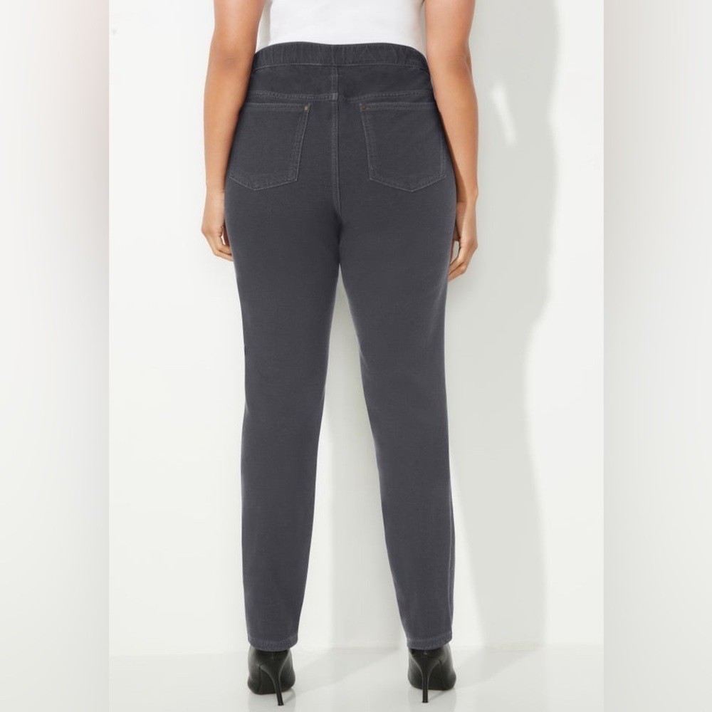 Catherine’s Women’s Charcoal Gray Knit Jean Pull On Pants, Size 0X 14/16W